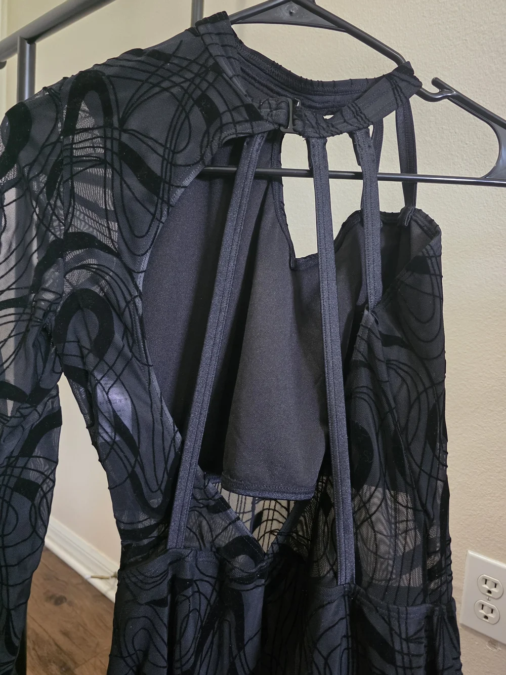 Weissman Black Sheer Patterned Dance Costume